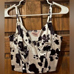 Cow print buckle top